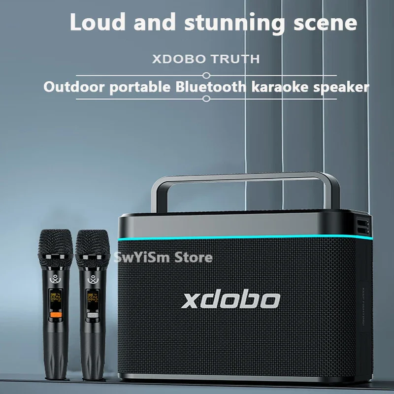 

2 Wireless MIC K Song 200W Big Power Outdoor Portable Bluetooth Speaker Camping Heavy Bass Caixa De Som HIFI Sound Quality Audio