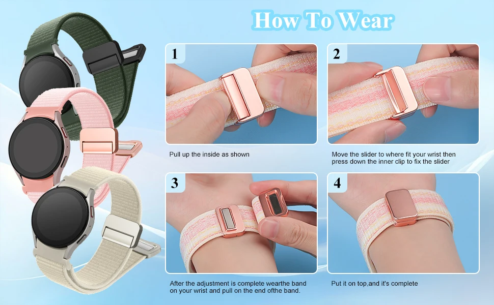 Magnetic nylon Band For Samsung Galaxy Watch 7 FE 6 4 Classic 5 pro 44mm 40mm 47mm 43mm 45 No gaps bracelet Galaxy Watch 7 Strap Magnetic nylon Band For Samsung Galaxy Watch 7 FE 6 4 Classic 5 pro 44mm 40mm 47mm 43mm 45 No gaps bracelet Galaxy Watch 7 Strap