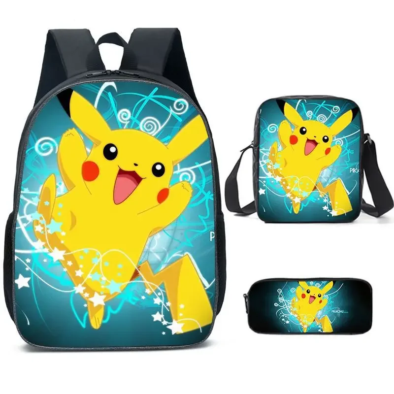 

Three-piece Schoolbag Anime Pikachu Schoolbag Backpack Messenger Bag Pencil Case Primary and Secondary School Students Pokémon