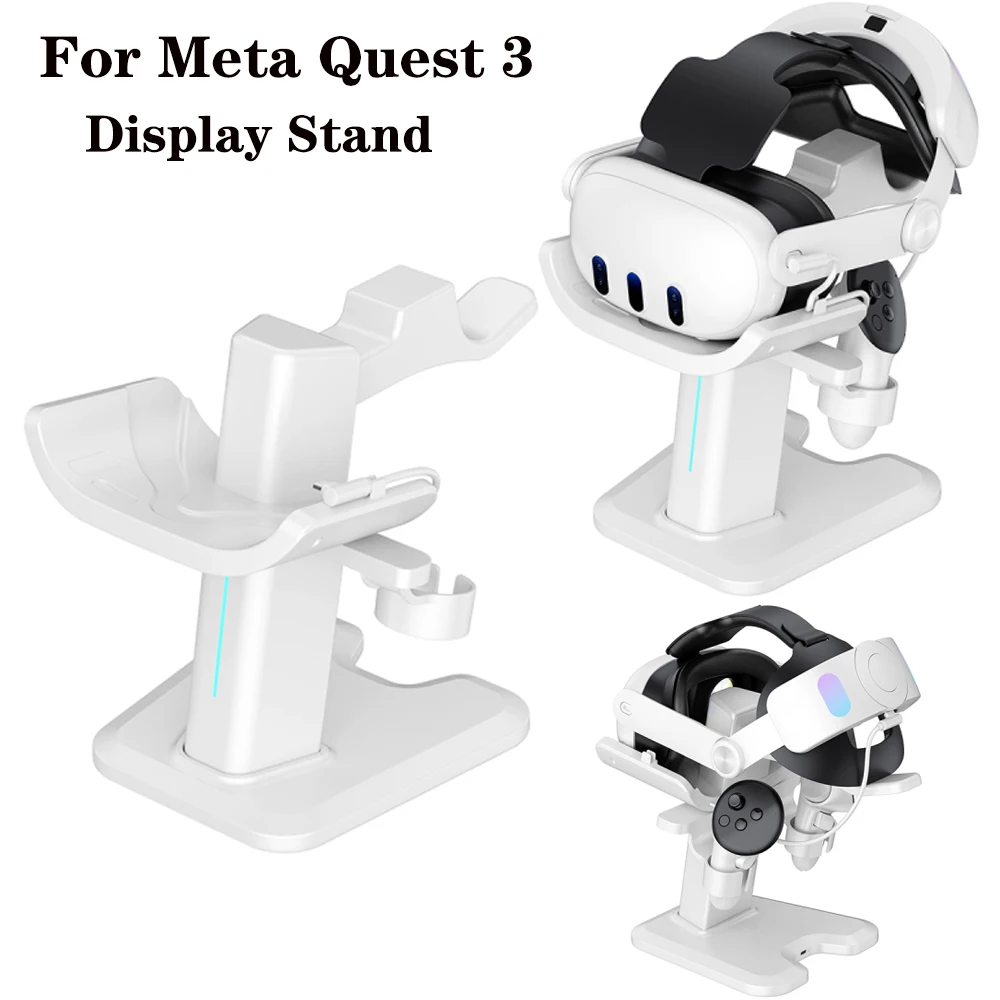 

VR Headset Holder Charging Storage Dock with LED VR Accessories For Meta Quest 3 Stand Display Holder Mount Station Space Saving