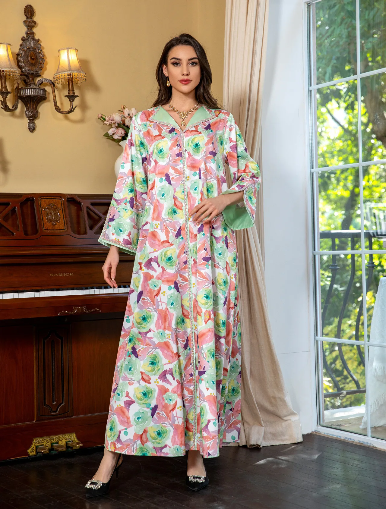 

Eid Muslim Dress For Women Jalabiya Abaya Morocco Party Dresses Ramadan Print Vestidos Kaftan Islam Dubai Arab Long Robe 2024