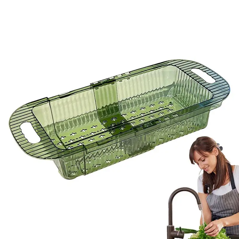 

Sink Adjustable Strainer Washing Strainer Basket With 2 Handles Space-Saving Fruits Washing Basket For Potatoes Tomatoes Carrots