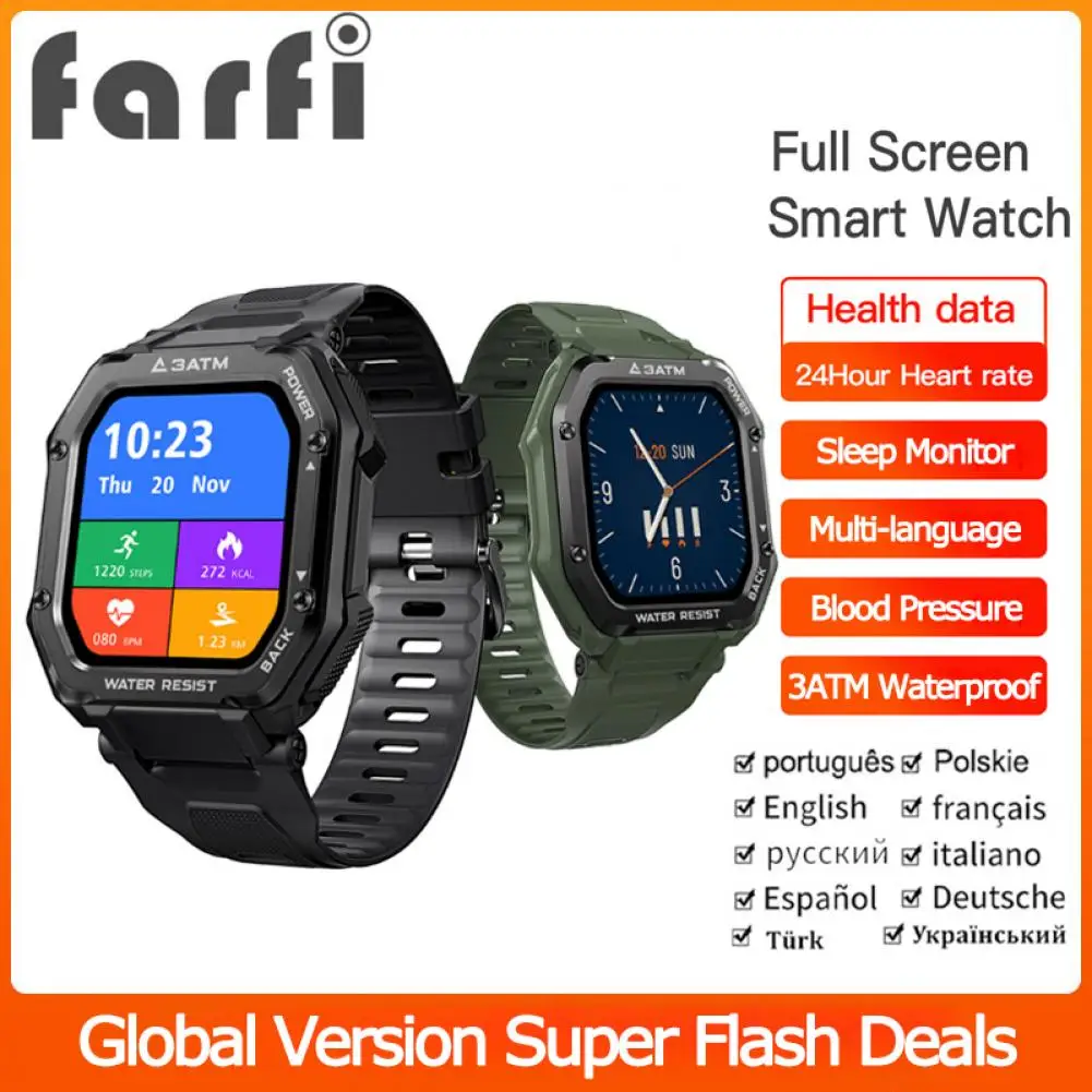Farfi ROCK Smart Wristwatch 3ATM Waterproof Heart Rate Sleep Monitor 20 Sports Modes Bluetooth 5.0 Smart Watch For Android IOS
Farfi ROCK Smart Wristwatch 3ATM Waterproof Heart Rate Sleep Monitor 20 Sports Modes Bluetooth 5.0 Smart Watch For Android IOS