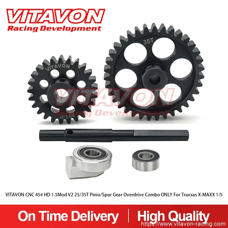

VITAVON CNC 45# HD 1.5Mod V2 Pinio/Spur Gear Overdrive Combo 25/35T for Traxxas X-MAXX XRT 1/5 - Vitavon