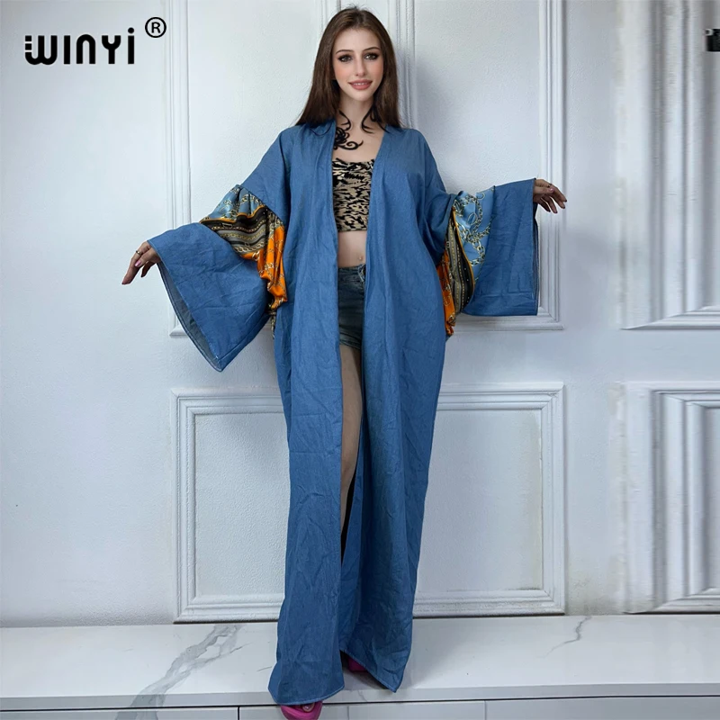 Кимоно WINYI с принтом, стирка, джинсовый кардиган, Макси-Платье, элегантное женское платье для отдыха, плавания, пляжа, накидка, модное платье, абайя
Кимоно WINYI с принтом, стирка, джинсовый кардиган, Макси-Платье, элегантное женское платье для отдыха, плавания, пляжа, накидка, модное платье, абайя