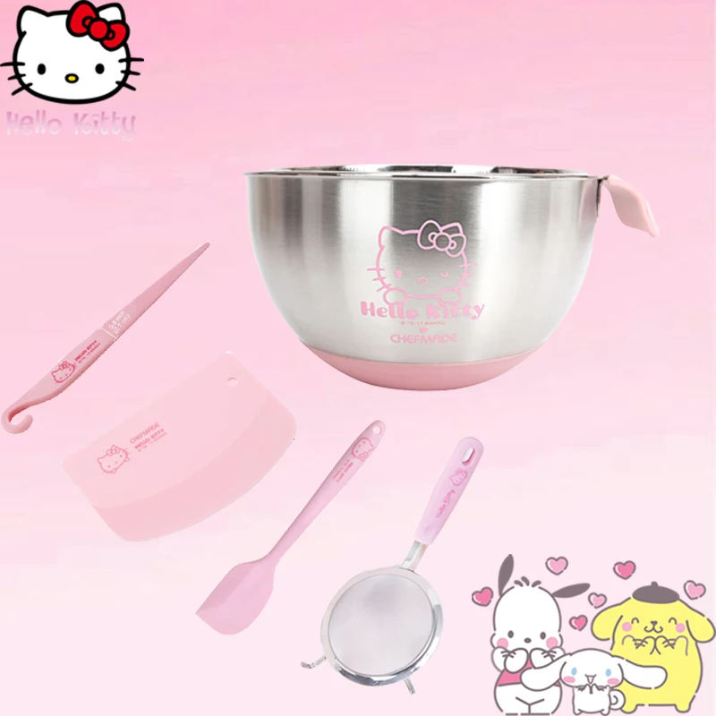 

Hello Kitty Egg Beater Sanrio Anime Baking Tool Set Kawaii Cutter Whisk Flour Sieve Silicone Paper Cake Spatula Kitchen Gift