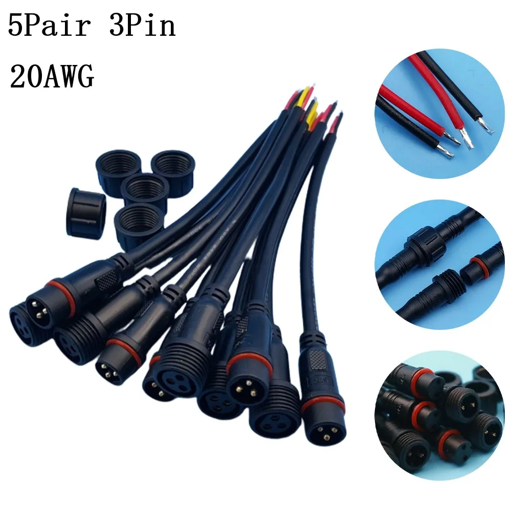 3Pin Waterproof IP65 20AWG LED Strips Male And Female Cable Connector Wire Cable Terminals Electrical Equipment Supplies
3Pin Waterproof IP65 20AWG LED Strips Male And Female Cable Connector Wire Cable Terminals Electrical Equipment Supplies