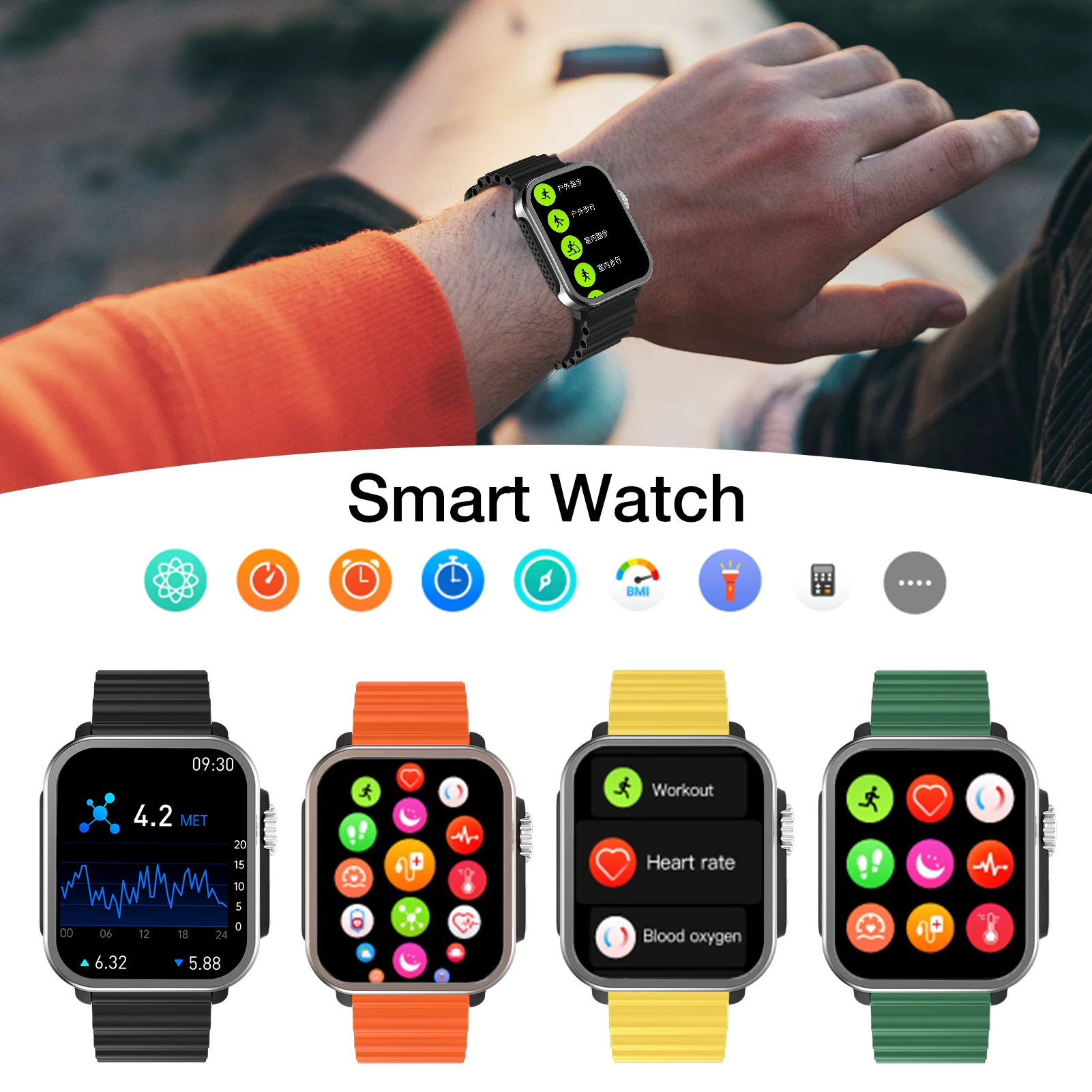 Smart Watch Fitness Heart Rate Sleep Blood Pressure Monitor Waterproof Bluetooths Digital Watch Activity Pedometer Smartwatch
Smart Watch Fitness Heart Rate Sleep Blood Pressure Monitor Waterproof Bluetooths Digital Watch Activity Pedometer Smartwatch