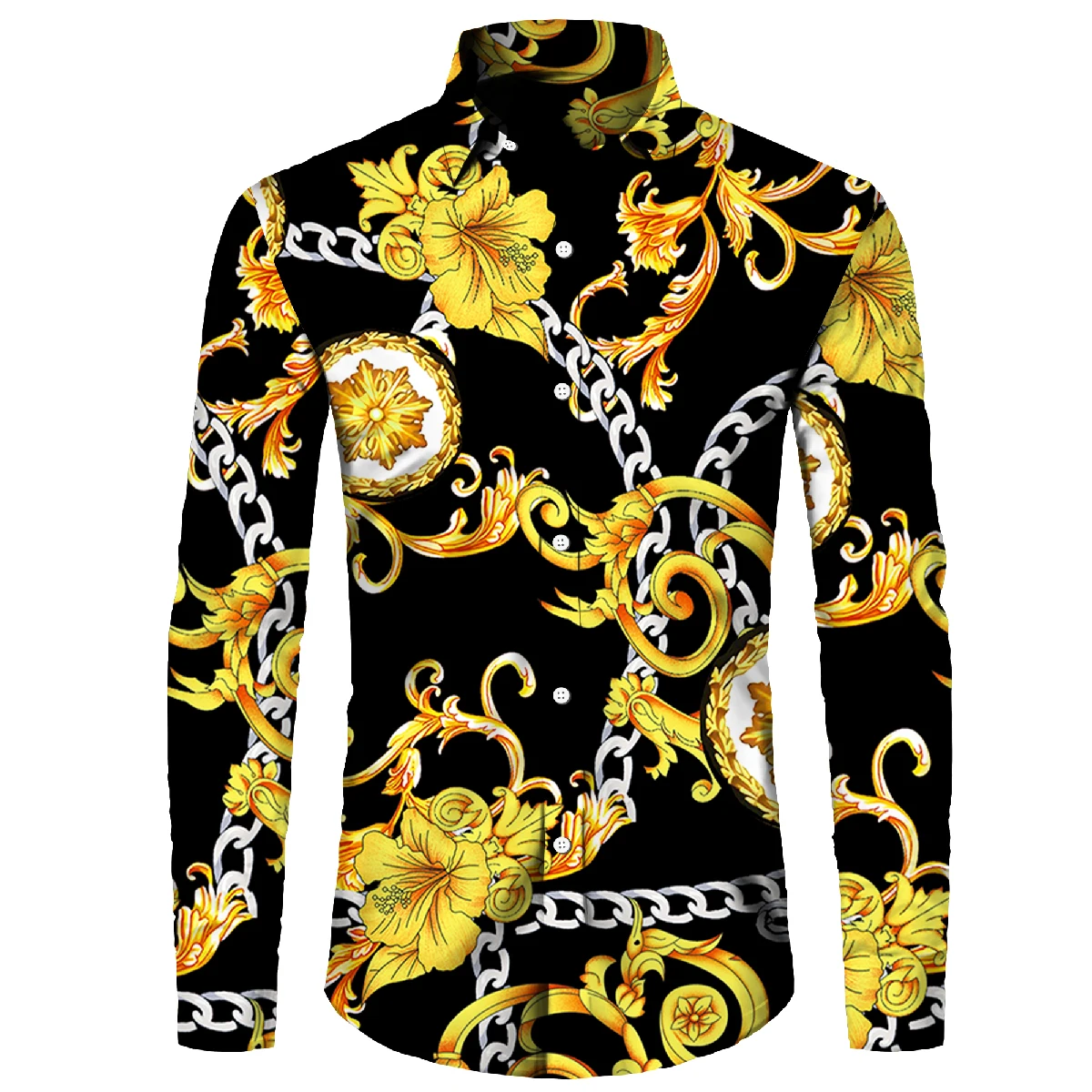Luxury Fashion Men‘s Full Sleeved Single Breasted Shirts 3D Letter Golden Pattern Printed Beachwear Blouses Fancy Style Outfits
Luxury Fashion Men‘s Full Sleeved Single Breasted Shirts 3D Letter Golden Pattern Printed Beachwear Blouses Fancy Style Outfits