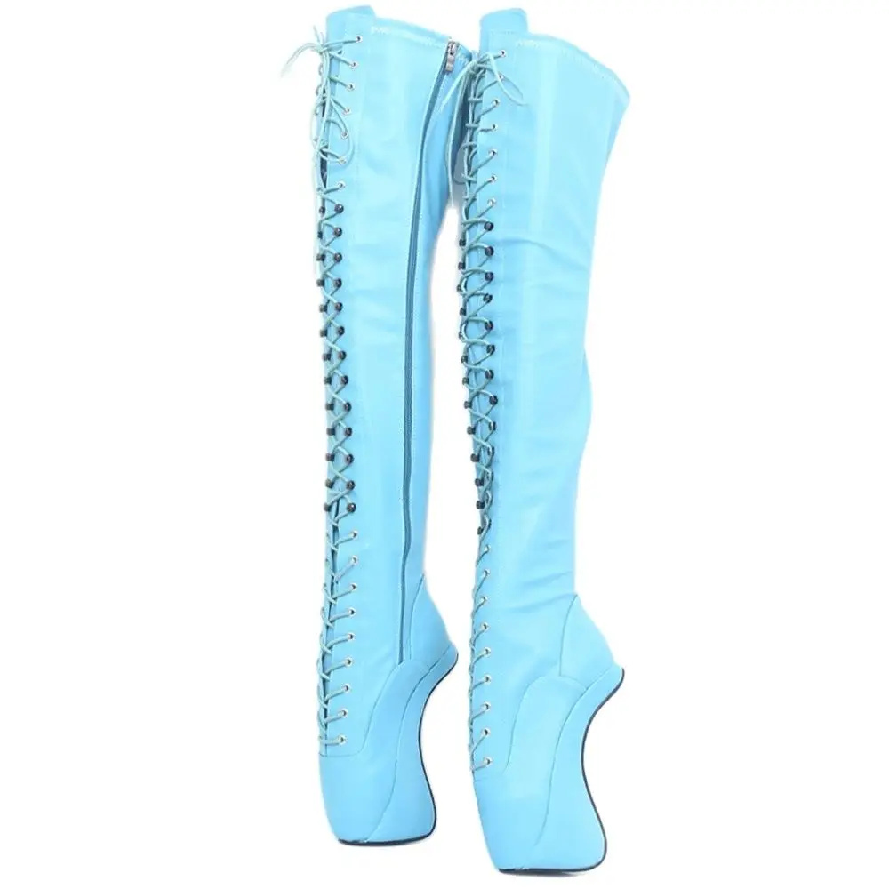 Over-The-Knee Ballet Boots 18CM Super High Hoof Heel Wedge Sole Zip Cross-tied Thigh Hi Long Boots Custom Made
Over-The-Knee Ballet Boots 18CM Super High Hoof Heel Wedge Sole Zip Cross-tied Thigh Hi Long Boots Custom Made