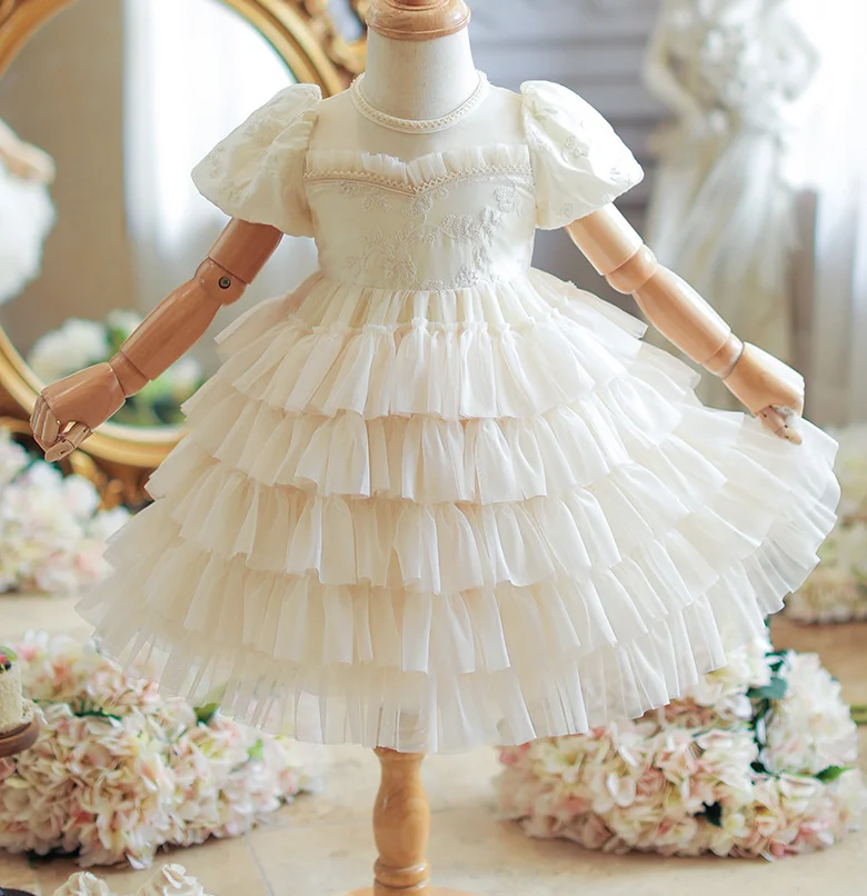 

Retail New Baby Girls 2024 Boutique Fairy Tutu Flower Dress , Princess Kids Elegant Party Dresses 1-7T