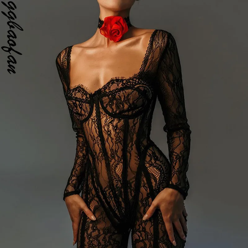 Ggbaofan Women Sheer Lace Hollow Out Sexy Jumpsuits Zip Up Backless Outfits Unitards Square Neck Romper Overalls One Piece
Ggbaofan Women Sheer Lace Hollow Out Sexy Jumpsuits Zip Up Backless Outfits Unitards Square Neck Romper Overalls One Piece