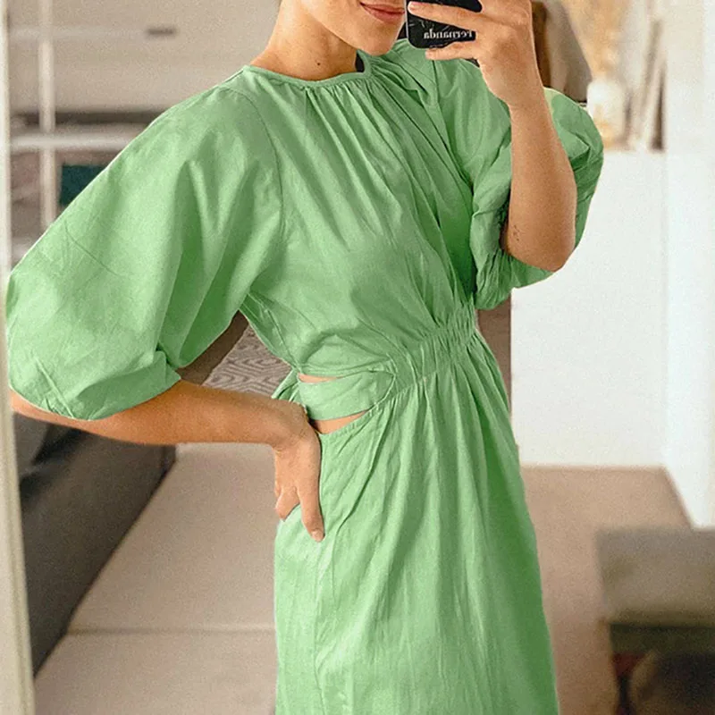 Female Casual Solid High Waist Hollow Party Dress Spring O Neck Loose Boho Long Dress Women Puff Short Sleeve Summer Maxi Dress
Female Casual Solid High Waist Hollow Party Dress Spring O Neck Loose Boho Long Dress Women Puff Short Sleeve Summer Maxi Dress