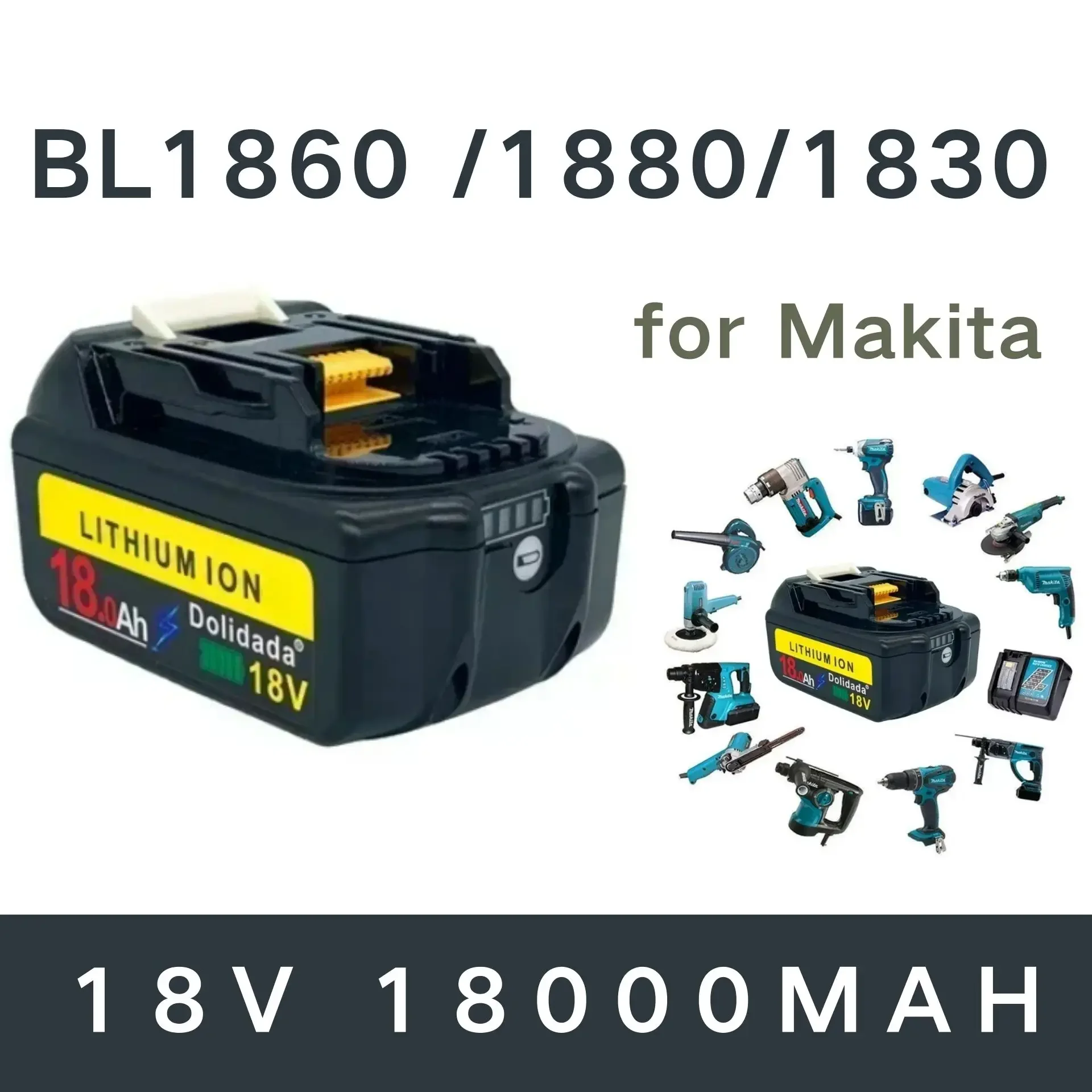 New 18 Volt rechargeable battery 18000mah lithium ion battery Makita bl1880 bl1860 bl1830
New 18 Volt rechargeable battery 18000mah lithium ion battery Makita bl1880 bl1860 bl1830