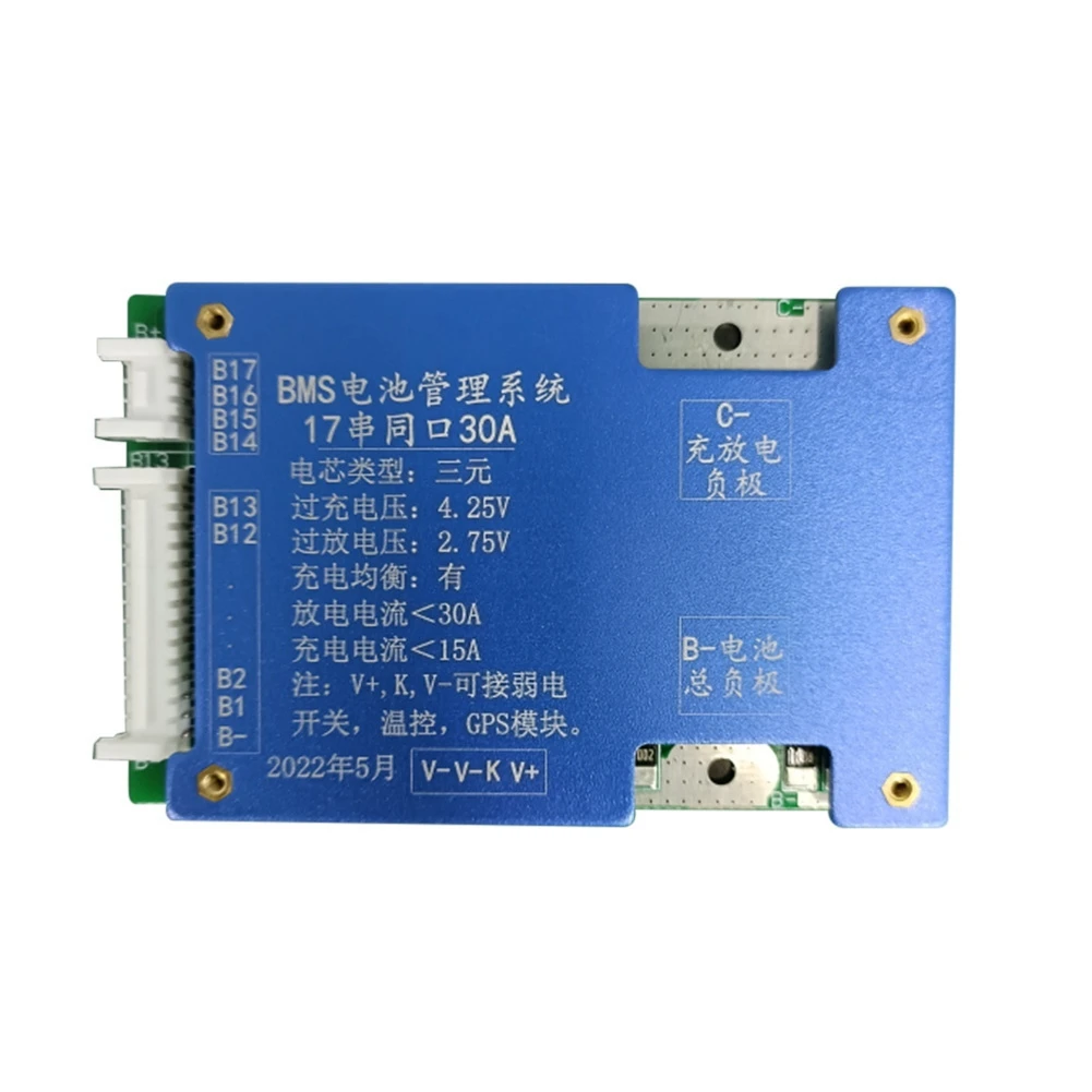 18650 Battery Bms 17S 30A 60V Li-Ion Battery Common Port Charging Pad with NTC Temperature Protection for Escooter
18650 Battery Bms 17S 30A 60V Li-Ion Battery Common Port Charging Pad with NTC Temperature Protection for Escooter