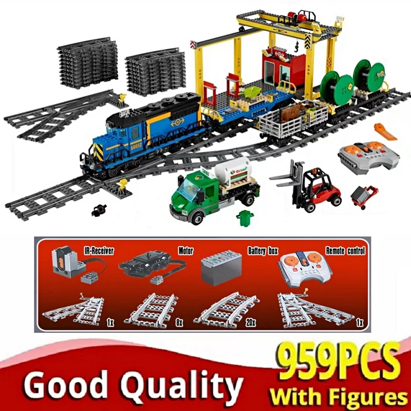 

Модель грузового поезда 02009 60098 02008 60052 с фигурками, модель грузового поезда на радиоуправлении, строительные блоки, кирпичи, подарок на день рождения, детская игрушка