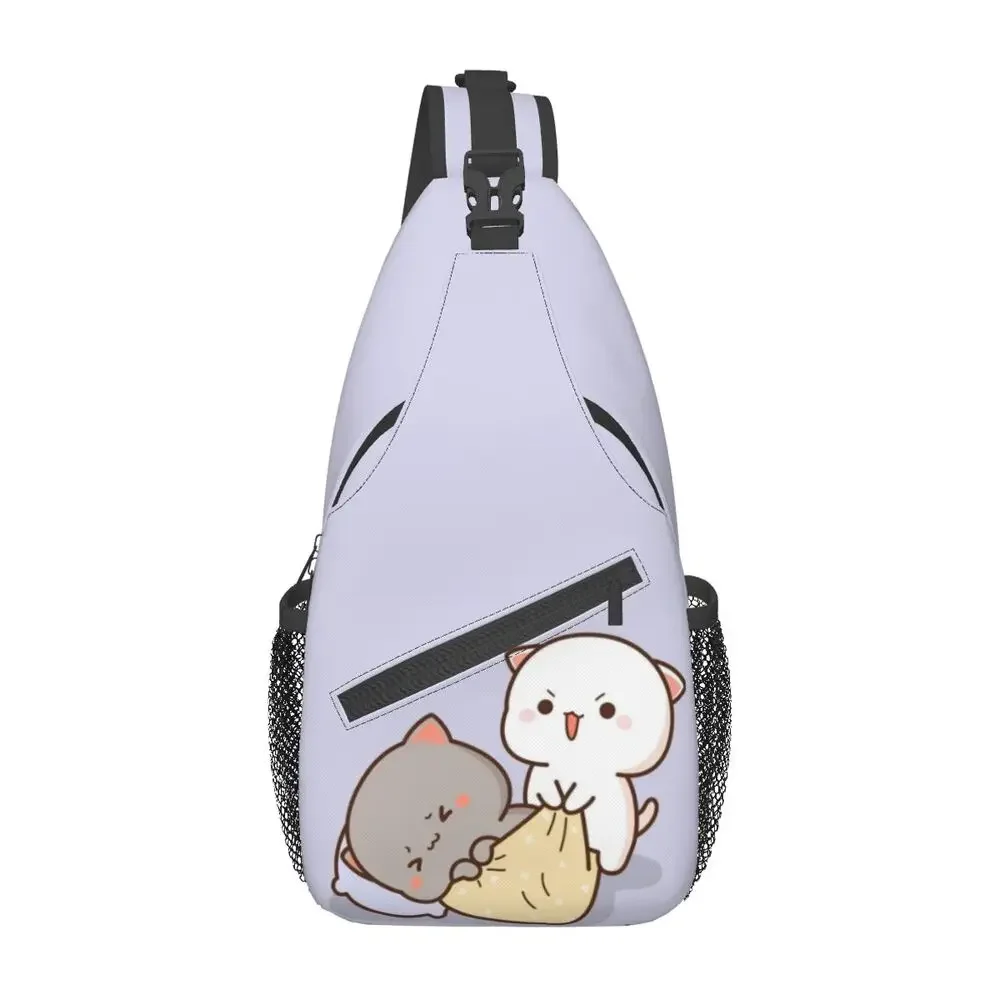 

Peach And Goma Mochi Cat Wake Up Sling Chest Crossbody Bag Men Cool Shoulder Backpack for Hiking