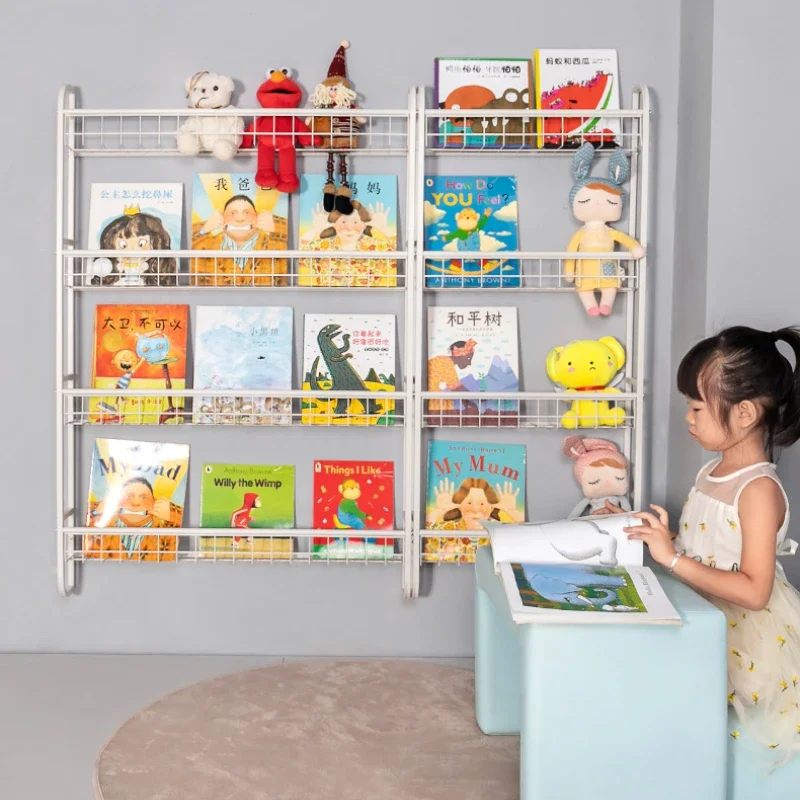 

Children Wall Bookshelf Floating Home Baby Behind Door, Metal Picture Hanging Bookcase Shelf Etagere Livre Modular Furniture