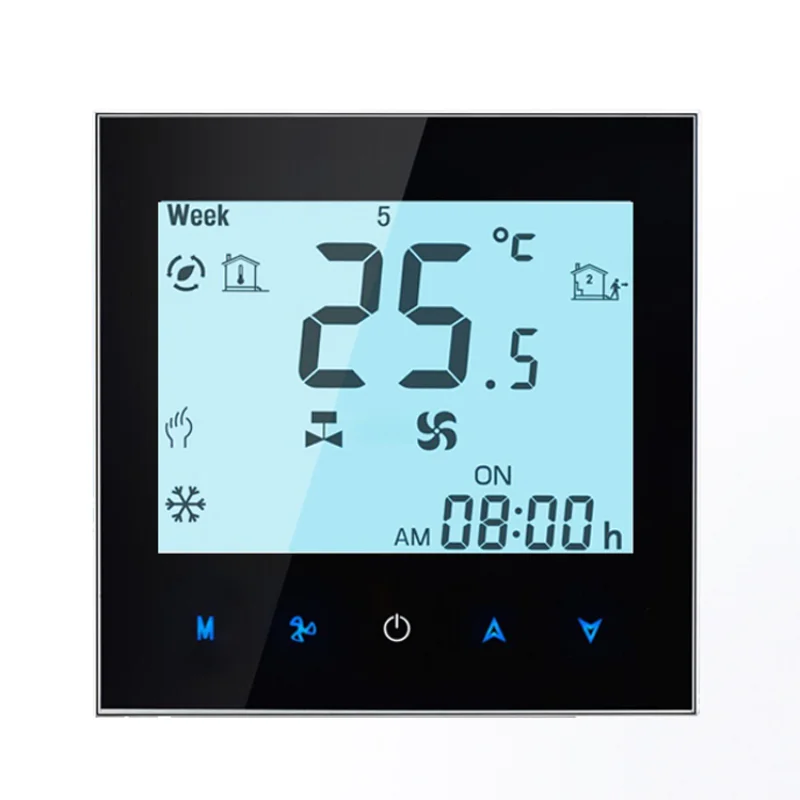 BAC-1000 HVAC thermostat indoor digital touch screen temperature regulator fan coil unit smart wall
BAC-1000 HVAC thermostat indoor digital touch screen temperature regulator fan coil unit smart wall