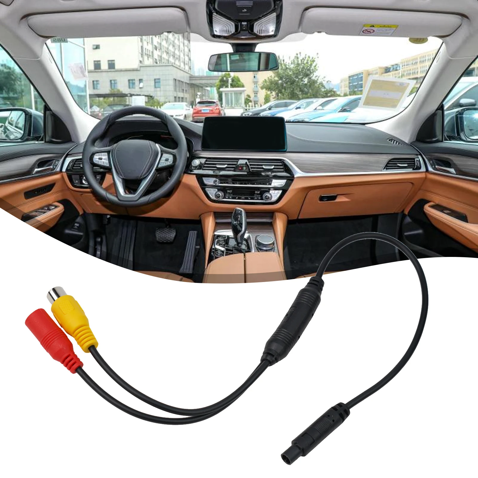 

1xUniversal Camera Signal Harness Car RCA CVBS Male To 4-PIN Female Conversion Cable For Rear View Mirror DVR 50cm DC 12V Wire