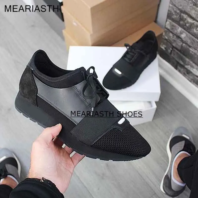 

New Arrival Lovers Casual Shoes Man Breathable Mesh Patched Mixed Colors Lace-up Cut Race Trainer Runner women Shoes Big size 46