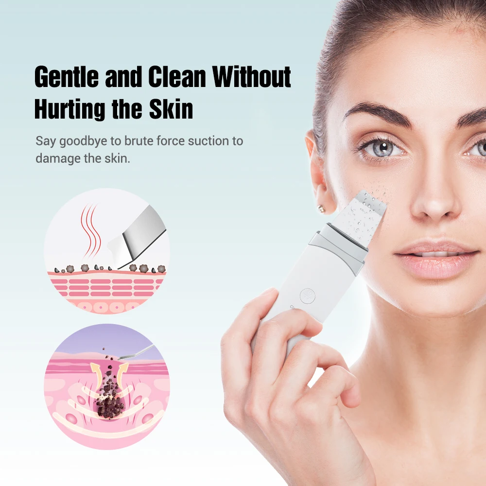 Ultrasonic Skin Scrubber Vibration Micro-Current Blackhead Remover Facial Scrubber Shovel Clean Peeling Facial Lifting Machine
Ultrasonic Skin Scrubber Vibration Micro-Current Blackhead Remover Facial Scrubber Shovel Clean Peeling Facial Lifting Machine