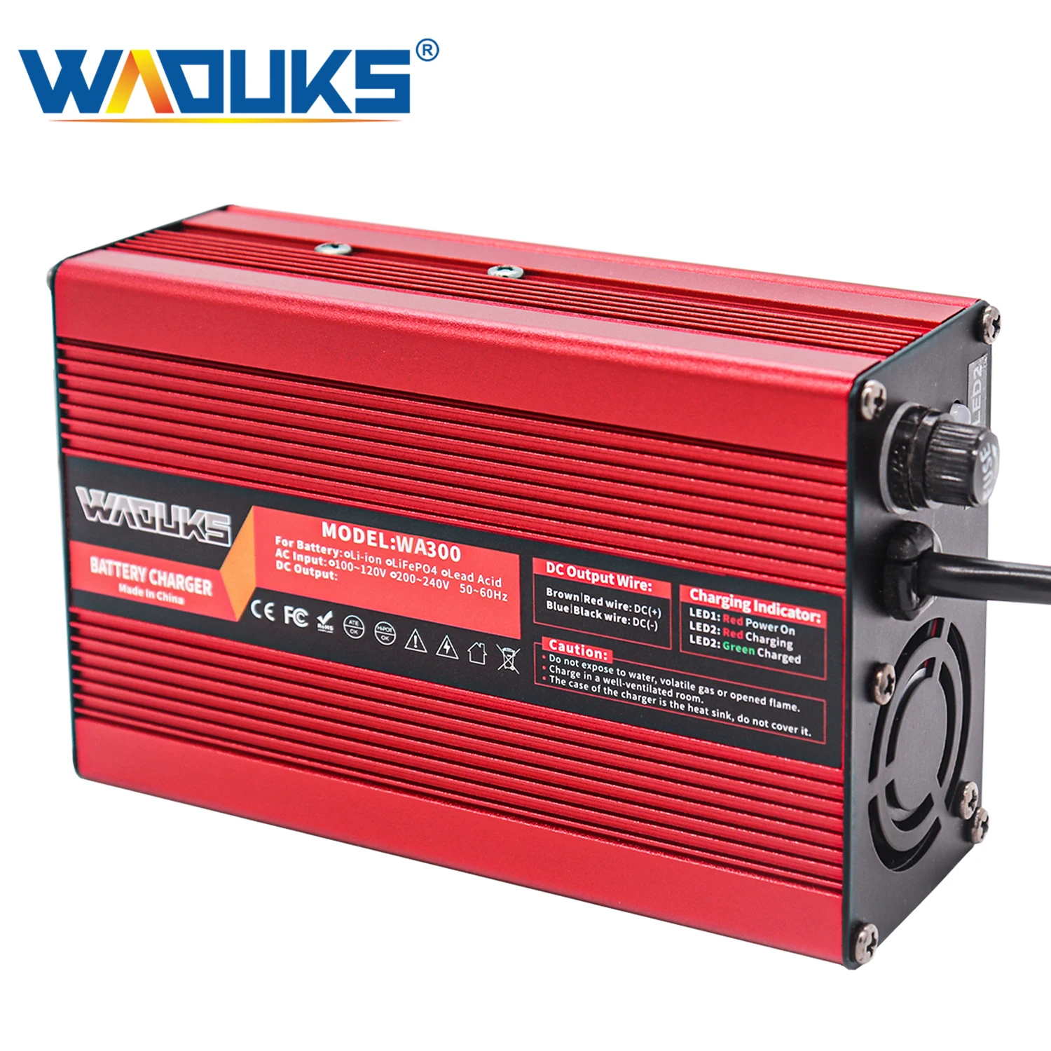 

71.4V 2A Lithium Battery Charger For 17S 62.9V Li-Ion Lipo Battery Pack Ebike E-bike Tools Red Aluminum Shell