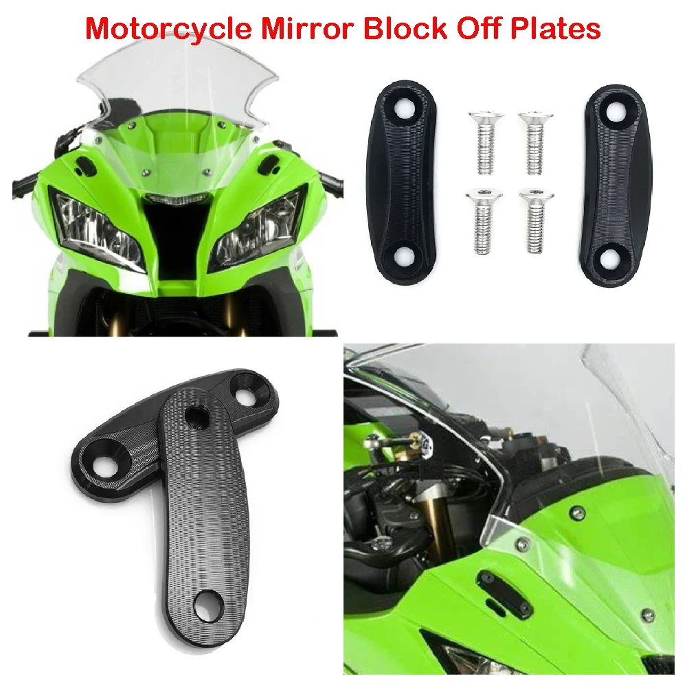 

For Kawasaki ZX10R Ninja ZX-10R ABS 2011 2012 2013 2014 2015 Motorcycle Mirror Block Off Plates Blanking Decorative Covers Set