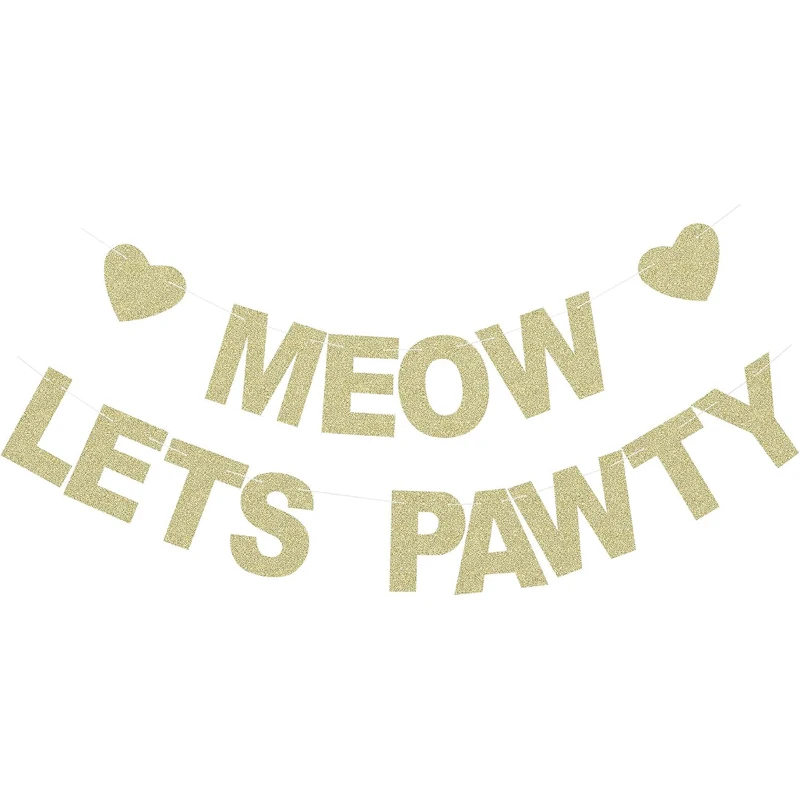 Meow Let's Pawty Banner - Pet Kitten Birthday Party Background - Pet Cat Party Gold glitter paper photo prop
Meow Let's Pawty Banner - Pet Kitten Birthday Party Background - Pet Cat Party Gold glitter paper photo prop