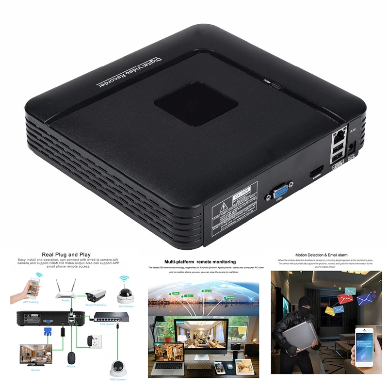 

Retail H.265 CCTV NVR 5Mp/4Mp 8CH Mini Network Xmeye Max 4K Video Output