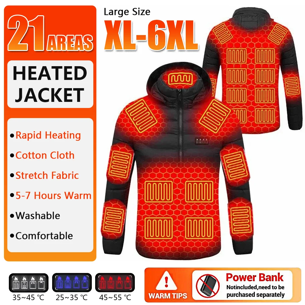 

Self Heating Jackets Men Women's Winter Warm Parkas Insulation 21 Zones USB Electric Heated Vest Clothing Coat Plus Size XL-6XL