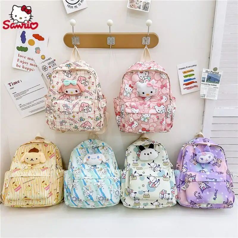 

Sanrio Hello Kitty Kuromi My Melody Plush Doll Cute Backpack Kawaii Student Schoolbag Large Capacity Storage Bag Children Gifts