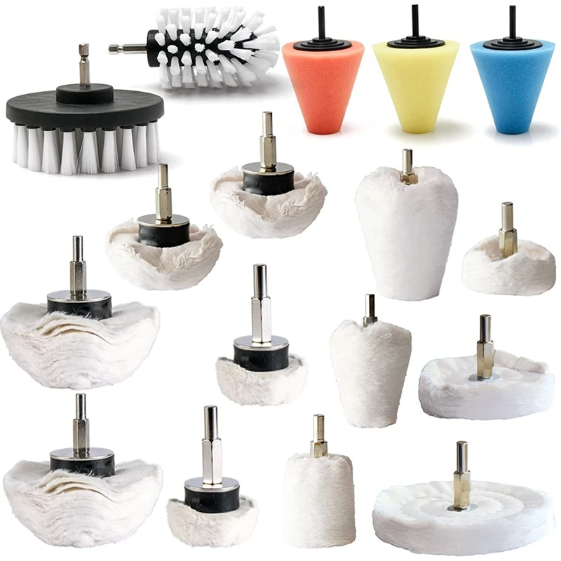 

Polishing Pad Buffing Wheel Kit 17Pack, Buffing Wheel Drill For Metal Aluminum Stainless Steel Chrome Wood Plastic Etc