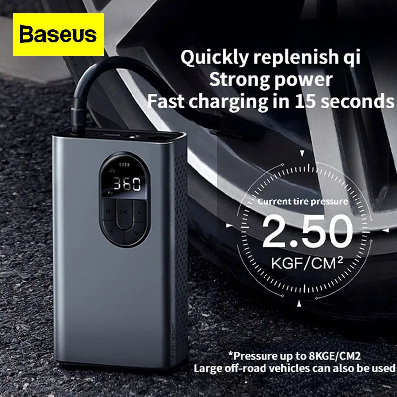 

Baseus Car Voluntarily Intelligent Air Pump with LED Display for Outdoor Portable Vehicle Electric 12v Tire Wireless Inflator