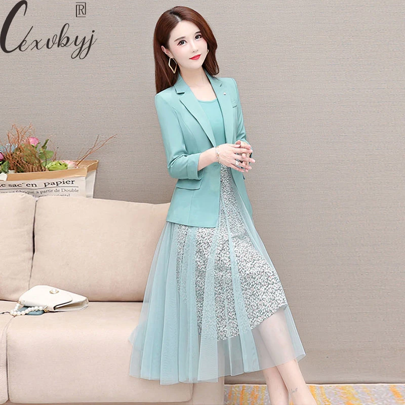 Lady Office Work Print Mesh Dress Sets Spring Autumn Long Sleeve 2 Peice Suits Elegant Cropped Blazer+Sleeveless Dress Outfits
Lady Office Work Print Mesh Dress Sets Spring Autumn Long Sleeve 2 Peice Suits Elegant Cropped Blazer+Sleeveless Dress Outfits