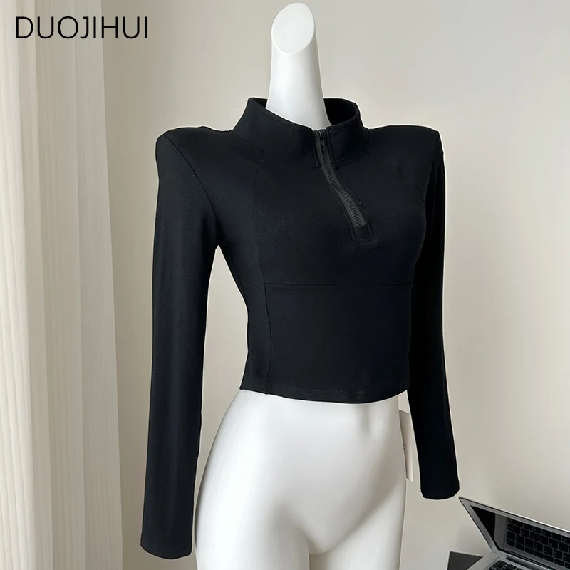 DUOJIHUI весенние женские футболки Chicly на молнии с коротким высоким воротом Классические однотонные Модные Простые повседневные женские футболки с длинным рукавом
DUOJIHUI весенние женские футболки Chicly на молнии с коротким высоким воротом Классические однотонные Модные Простые повседневные женские футболки с длинным рукавом