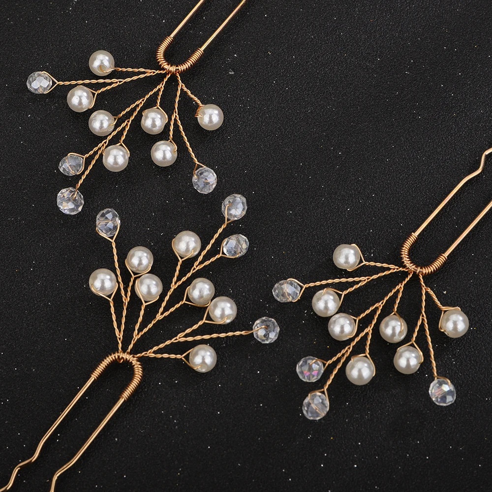 3PCS Silver Color Pearl Headpiece for Women Party Bridal Hair Pin Trendy Crystal Wedding Head Jewelry Accessories Gold Headdress 17 S8ba1fd5b3a71410db61d5790a8ccb970P