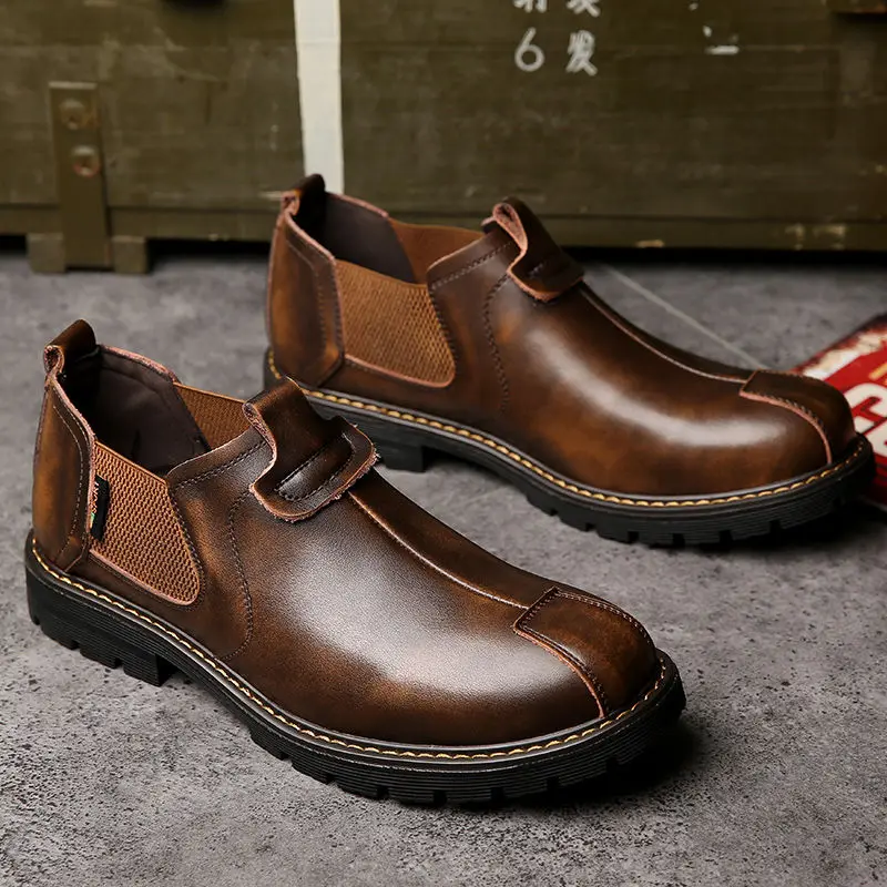 

2020 Winter New Men's Boot Leather Shoes Retro Rub Colored Leather Low-Cut All-match Boots Casual Shoes Tooling Small Shoes
