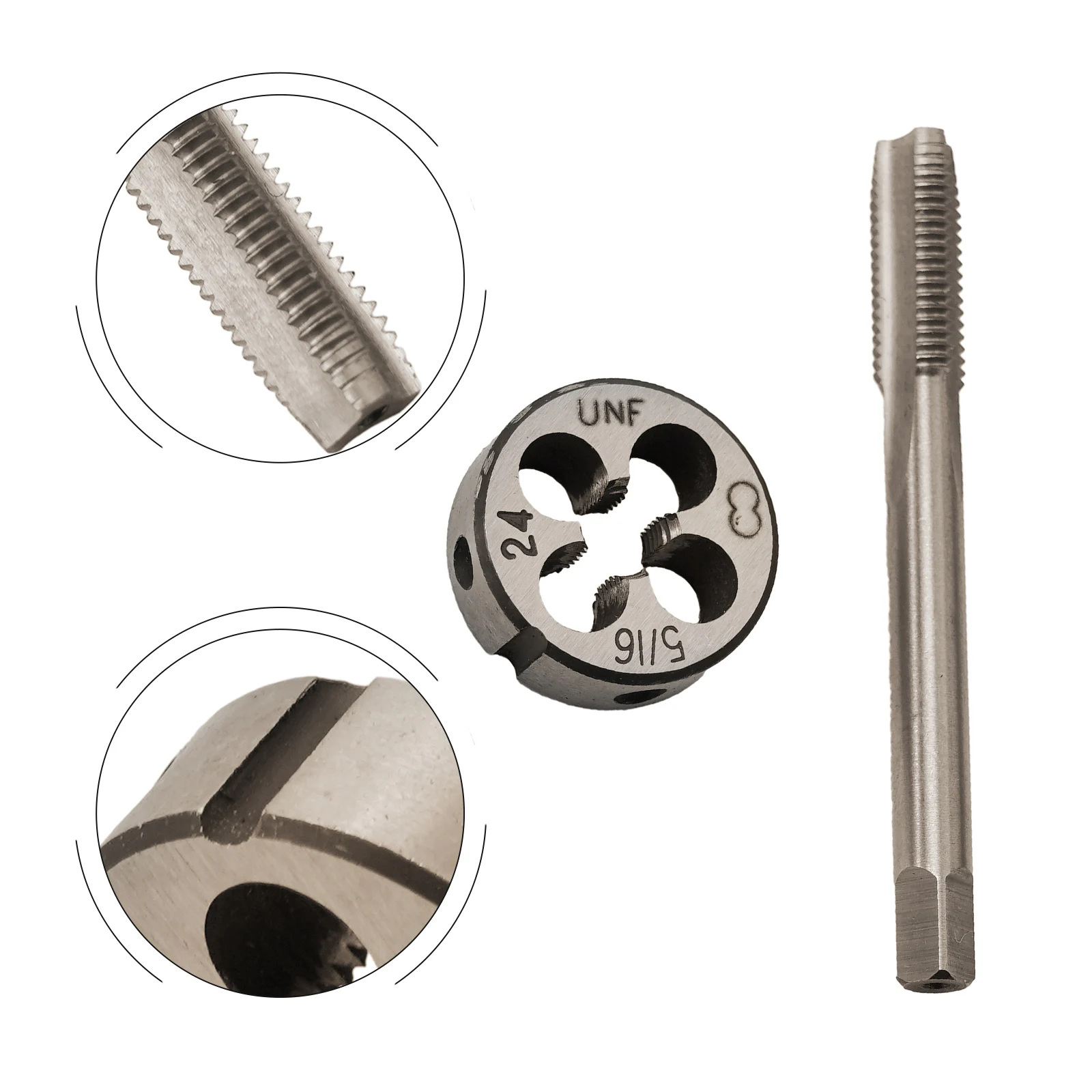 Drilling Tapping Tap Die Set 5/16 -24TPI 5/16" -24UNF HSS Right Hand Thread Round Straight Flute For Muzzle Work
Drilling Tapping Tap Die Set 5/16 -24TPI 5/16" -24UNF HSS Right Hand Thread Round Straight Flute For Muzzle Work