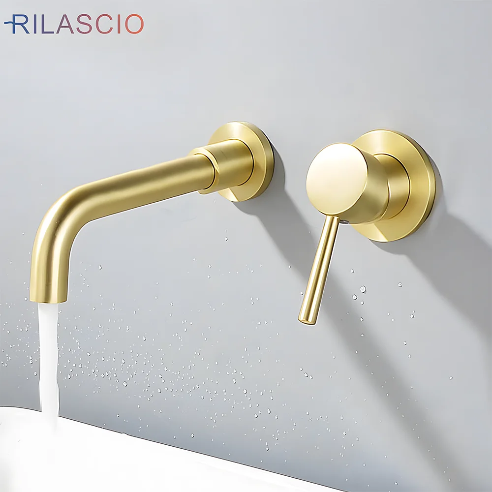 

Modern simple entry wall type Bathroom sink faucet Single Lever Wall Mounted Washbasin faucet Embedded Hot Cold Mixer Sink Tap