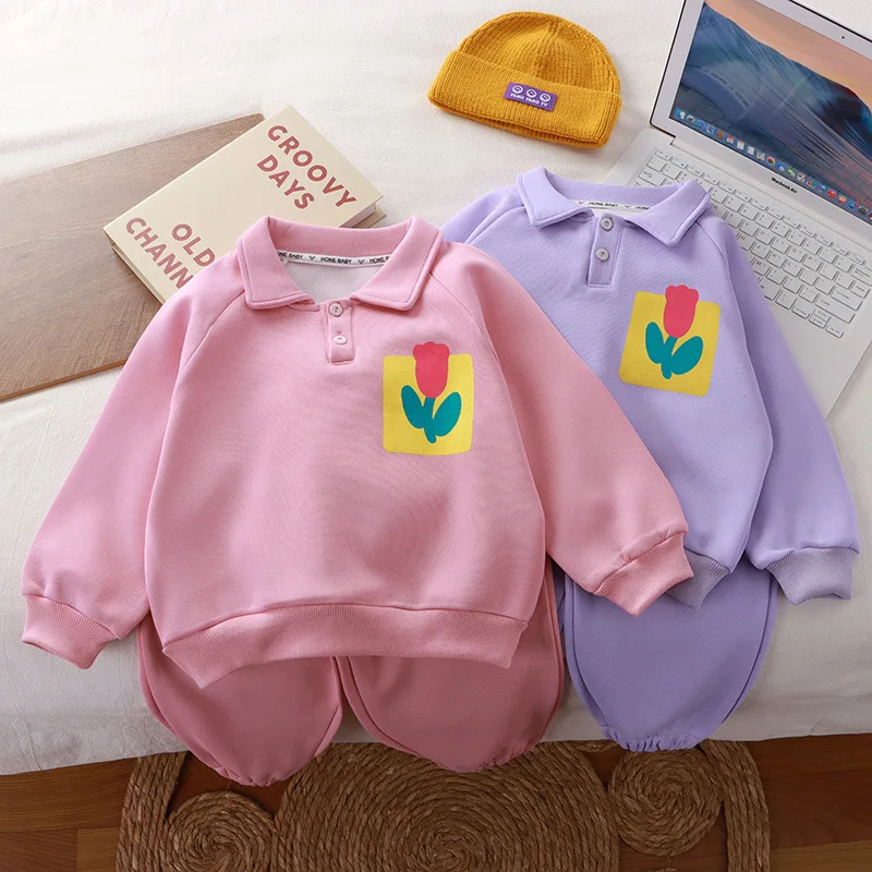 

Girls Casual Two-piece Spring Suit Children's Autumn Kid Outfit Long Sleeve Sports Suit Polo Sweat shirt Pants Baby Girl Clothes