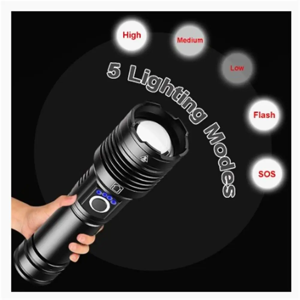 New Xhp160 Led Flashlight 9000000lm High Power Zoom Type-c Usb Rechargeable Outdoor Waterproof Torch
New Xhp160 Led Flashlight 9000000lm High Power Zoom Type-c Usb Rechargeable Outdoor Waterproof Torch