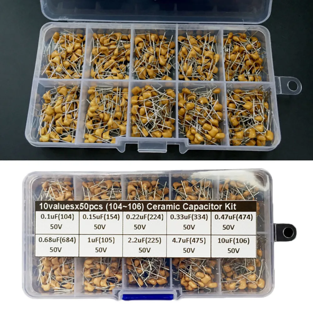 Get the Best Value with 500pcs Ceramic Capacitor Set 10 Values 0 1uF~10uF 50V Assorted Kit for Electronics Enthusiasts
Get the Best Value with 500pcs Ceramic Capacitor Set 10 Values 0 1uF~10uF 50V Assorted Kit for Electronics Enthusiasts