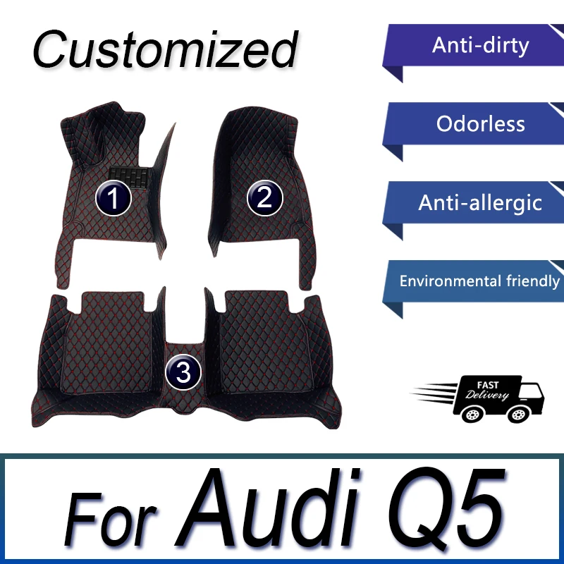 

Car Mats For Audi Q5 8R MK1 2009-2017 Luxury Leather Rug Durable Anti Dirt Carpet Auto Floor Mat Set Car Interior Accessories