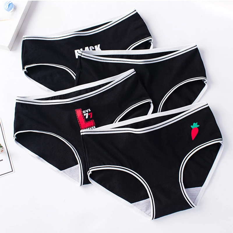 

2023 Black Series Sports Women's Cotton Panties Underwear Seamless Briefs Mid Rise Cute Print Panty Soft Comfort Ladies Lingerie