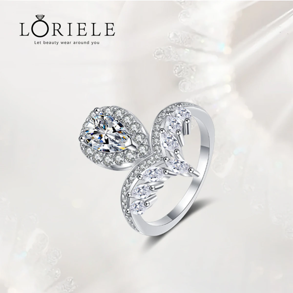 LORIELE Fancy Cut Pear Diamond Wedding Band Moissanite Engagement Ring For Women Platinum Plating Sterling Silver Bridal Jewelry
LORIELE Fancy Cut Pear Diamond Wedding Band Moissanite Engagement Ring For Women Platinum Plating Sterling Silver Bridal Jewelry