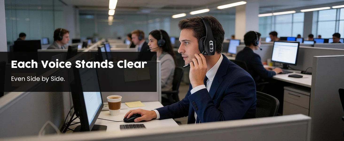 S8bae01bc57e446f590cb073bf35bf03dK Trucker Bluetooth Headset with Charging Base, Wireless Hands-Free Headset with Noise Canceling Mic & Mute Button, 56Hrs Working