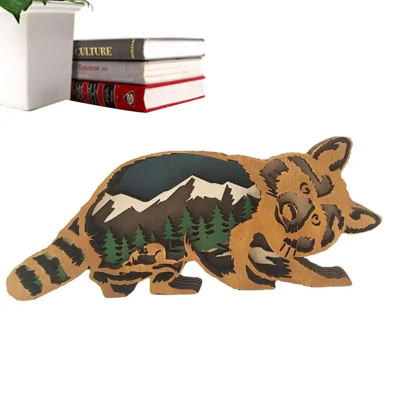 Animal Wood Carving 3D Creative Forest Raccoon Wood Crafts Forest Animals Carved Crafts Multi-layer Creative Silhouette Figurine
Animal Wood Carving 3D Creative Forest Raccoon Wood Crafts Forest Animals Carved Crafts Multi-layer Creative Silhouette Figurine