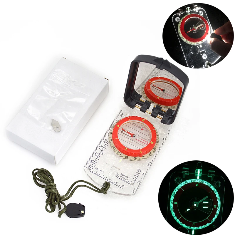1pc Multifunctional Luminous Compass With Mirror Waterproof Hiking Climbing Compass With / Without LED Lamp Scale Magnifier
1pc Multifunctional Luminous Compass With Mirror Waterproof Hiking Climbing Compass With / Without LED Lamp Scale Magnifier