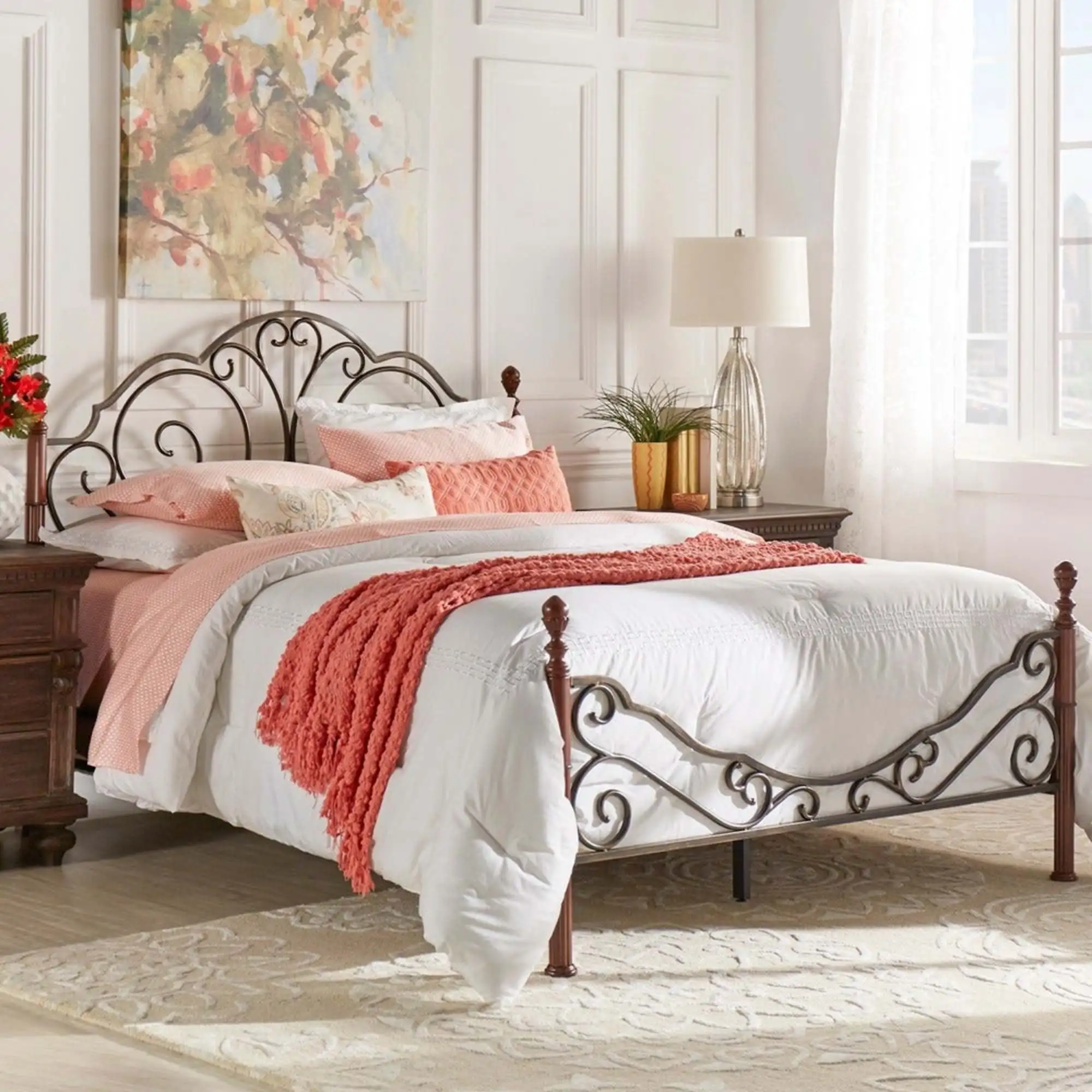 Weston Home Adison изящная железная кровать с прокруткой из бронзы, королева
Weston Home Adison изящная железная кровать с прокруткой из бронзы, королева